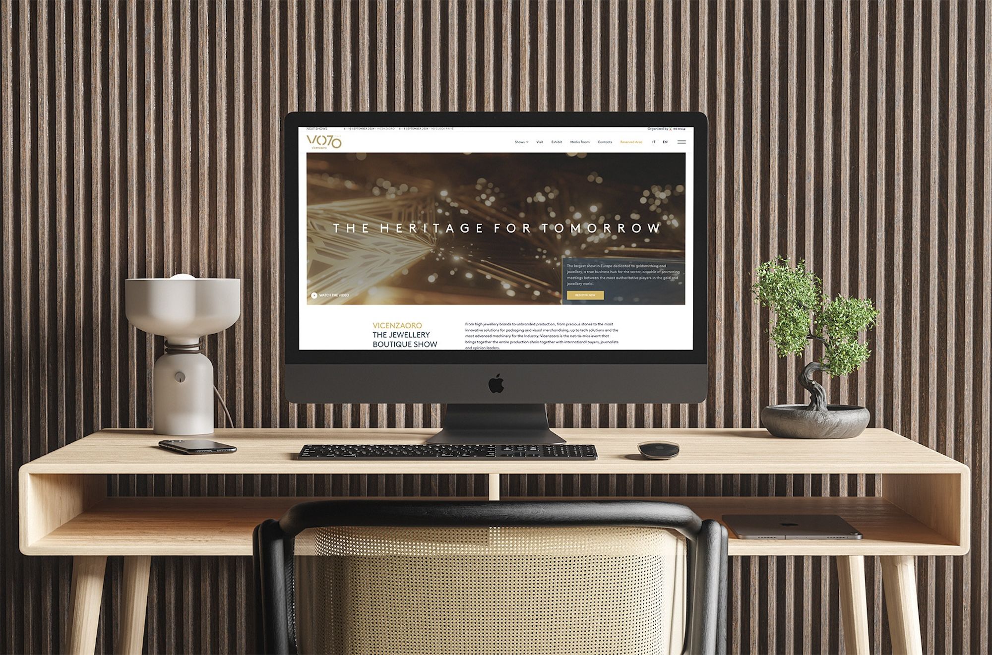 Homepage Vicenza Oro con design elegante e struttura pensata per l'esperienza utente multilingua